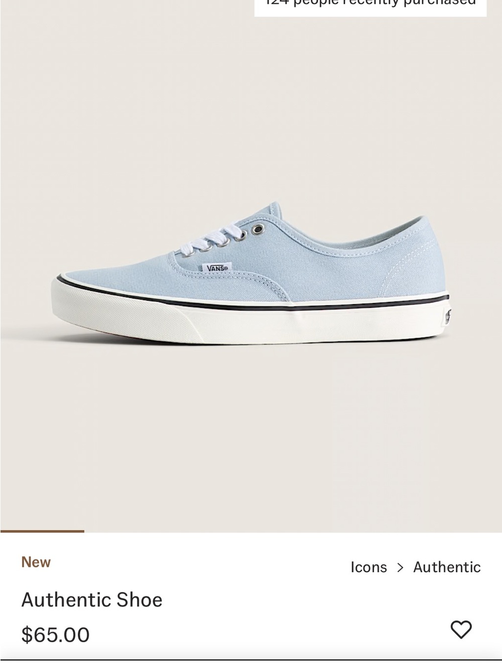 Vans Authentic Low Top Sneakers in Pale Blue